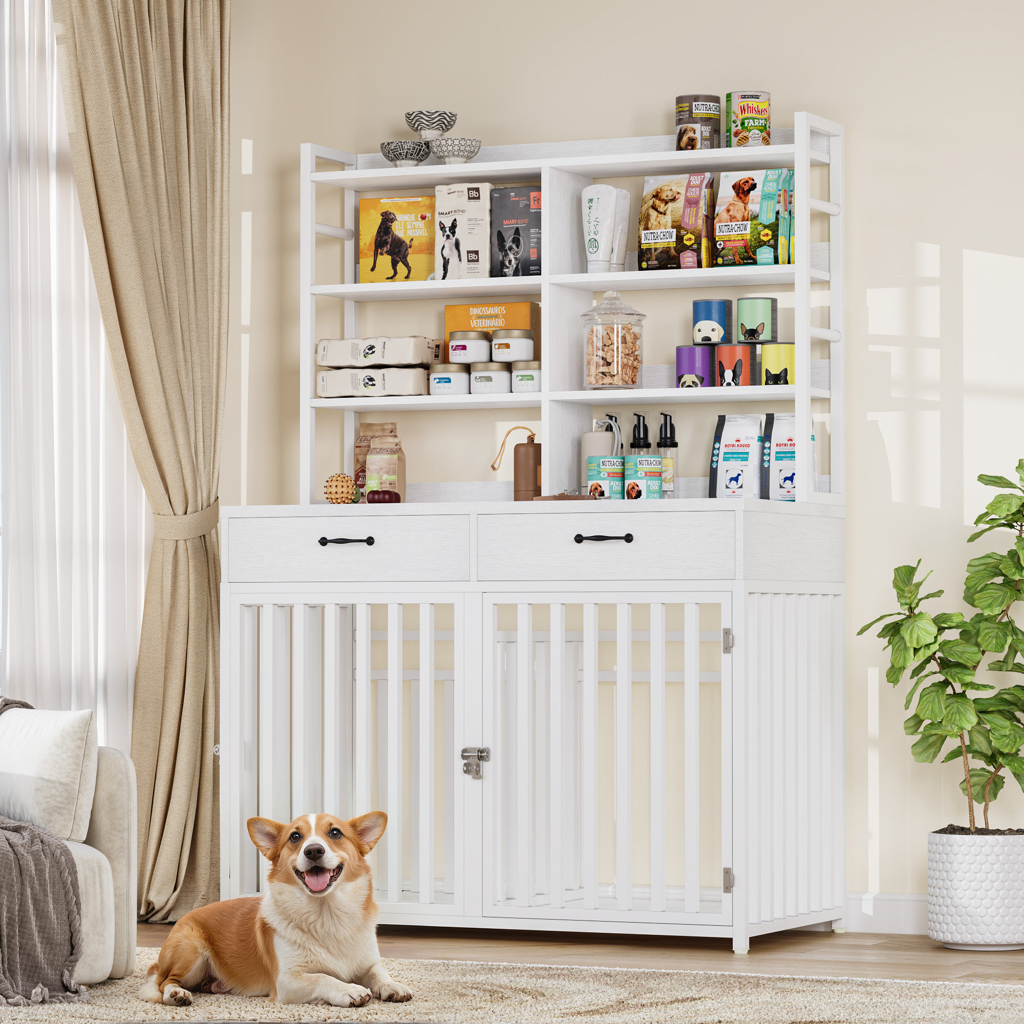 Image showcasing Archie & Oscar™ 🐕 Convertible Dog Crate Furniture with Storage - 2-in-1 ...